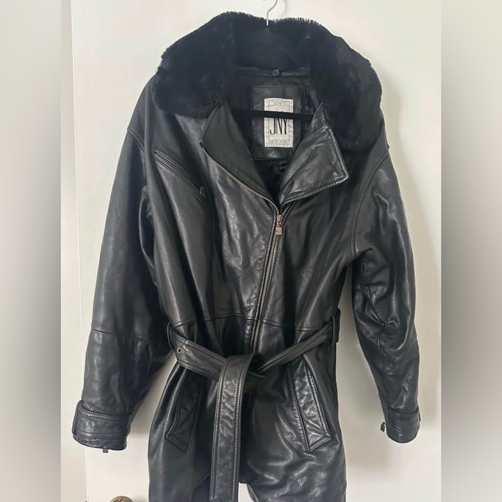 Women's Black Leather Jacket Jones New York